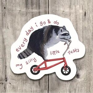 Raccoon Red Bicycle Quote Sticker